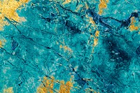Teal with golden patches on a marble texture 