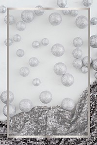 Rectangle silver frame with baubles and sequin mockup