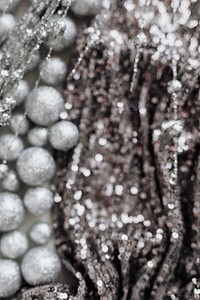 Glitter silver baubles and sequin textile