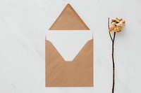 Brown paper with a card 