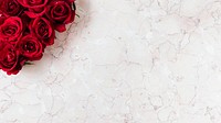 Blooming red roses in a box background
