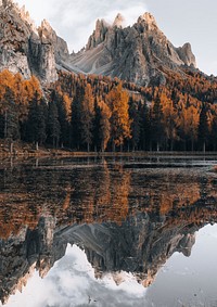 Dolomites lake in autumn