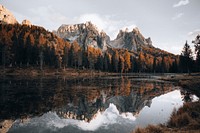 Dolomites lake in autumn
