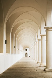 Classic hallway with white columns