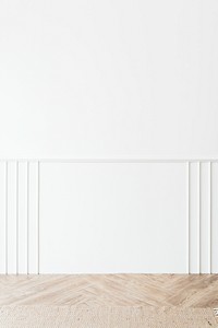 Plain white wall with a parquet floor