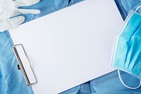 Paper clipboard on a doctor suit mockup