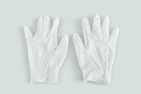 White latex gloves to prevent coronavirus contamination mockup