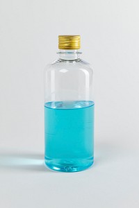 Blue ethanol alcohol bottle