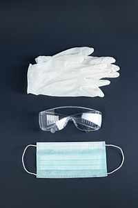 Face mask with goggle and latex gloves for coronavirus protection
