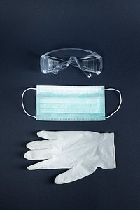 Face mask with goggle and latex gloves for coronavirus protection