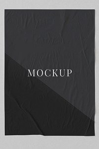 Black crinkled paper mockup on the wall