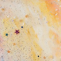 Glittery star confetti on colorful abstract pastel watercolor background