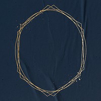 Gold heptagon frame on indigo blue paper texture background 