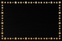 Gold sparkling star rectangular border frame on onyx black background