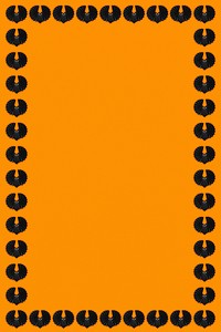 Black bats on an orange background Halloween frame design resource