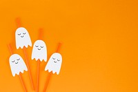 Orange Halloween ghost straws set design resources