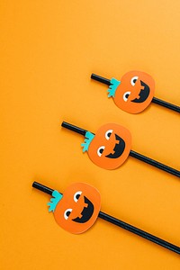 Halloween pumpkin straws set design resources 