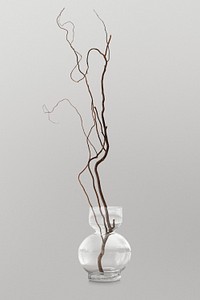 Vase mockup psd with dry twig for home decoration