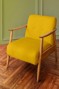 Vintage armchair mockup psd in mid century modern style