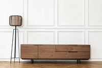 Wooden TV cabinet in minimal designed living room