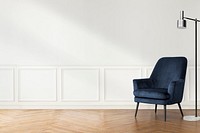 Empty wall mockup psd in the living room with Scandinavian design