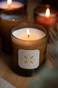 Aromatic candle label mockup psd product branding