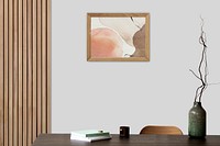 Picture frames mockup psd hanging on the wall Scandinavian interior design
