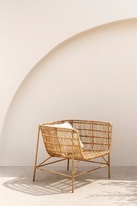 Rattan armchair with cushion minimal home decor