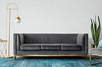 Wall mockup psd of chic mid-century modern luxury aesthetics living room