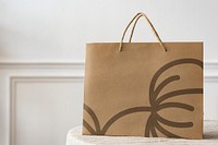 Shopping bag mockup psd in a modern apartment