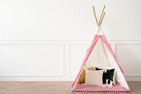 Cute teepee tent in a kids play room