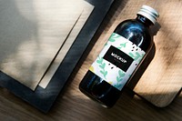 Colorful bottle label mockup design