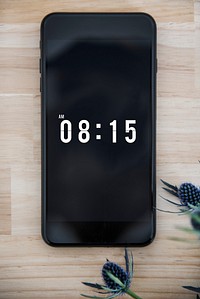 Mobile phone with time on screen