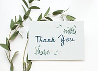Aerial view of thank you card