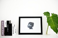Photo frame of hand drawing woman