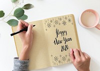 Happy new year greeting design mockup