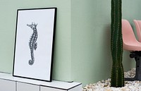 A photo of seahorse in photo frame