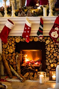 Christmas stockings hanging by the chimney