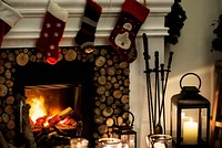 Christmas stockings hanging by the chimney