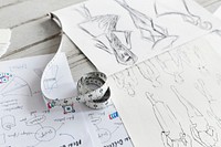Closeup of sketched cloth designs