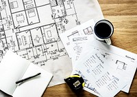 Closeup of house plan blueprint