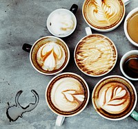 Aerial view of various coffee