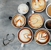 Aerial view of various coffee