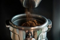 Closeup of fresh grinding coffee