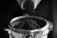 Closeup of fresh grinding coffee