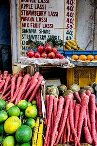Fresh vegetables and fruits in Indian market