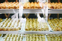Chinese pastries in display showcase