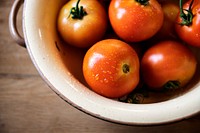 Fresh organic tomatoes in a kitchen