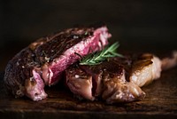 Medium rare piece of steak food photography recipe idea