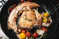 Steak in a pan food photography recipe idea
